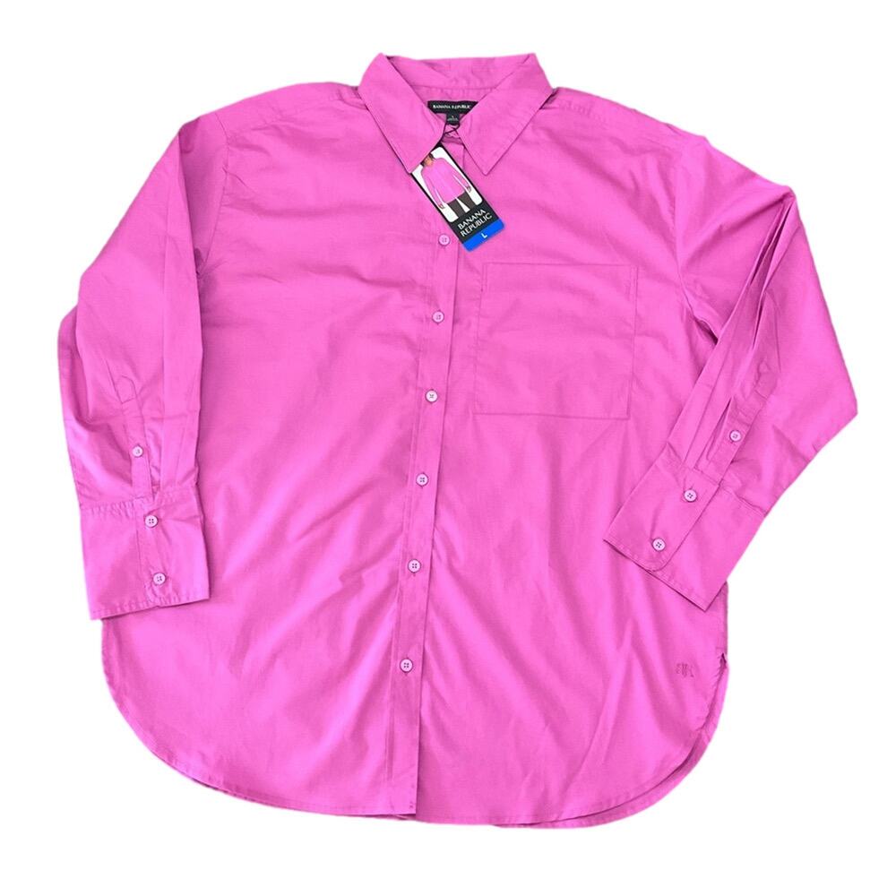 Banana Republic Women's Shirt Button Front Pink Size Large NWT